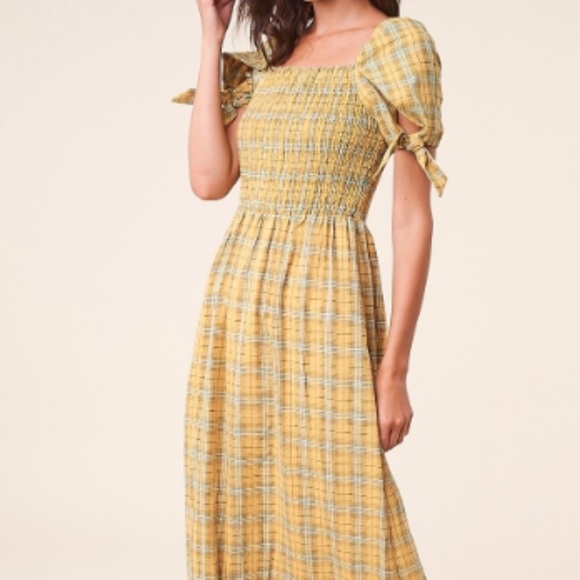 yellow plaid maxi dress